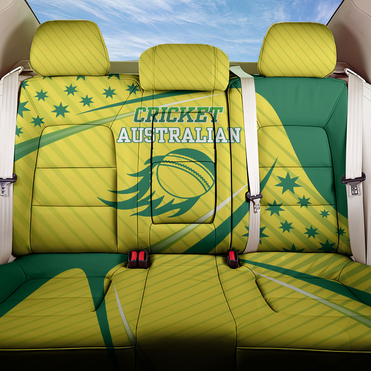 Australian Cricket Back Car Seat Cover Southern Cross Stars - Heritage Graphic