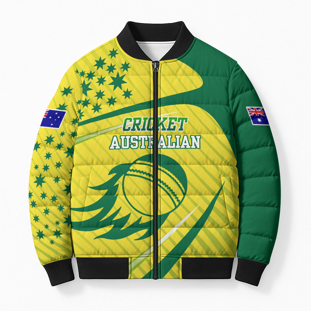 Australian Cricket Bomber Puffer Jacket Southern Cross Stars - Heritage Graphic
