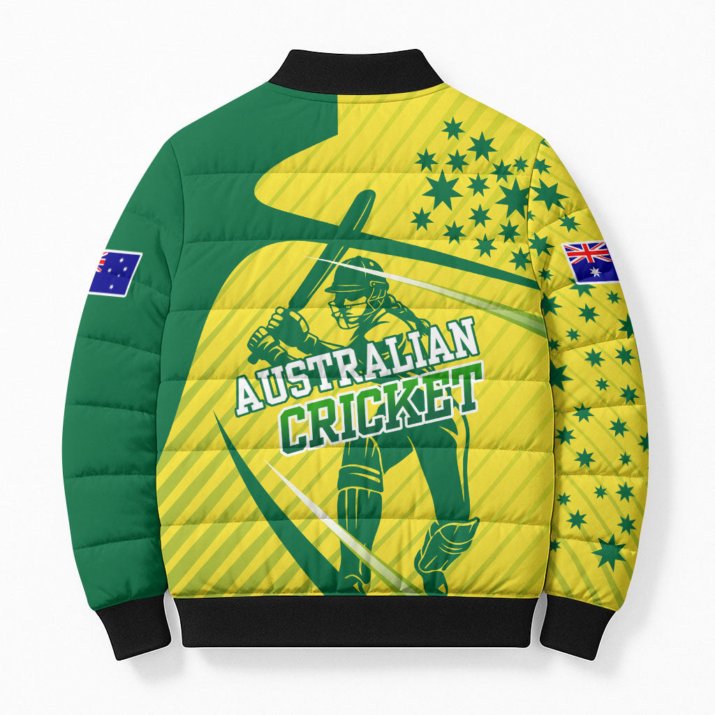 Australian Cricket Bomber Puffer Jacket Southern Cross Stars - Heritage Graphic