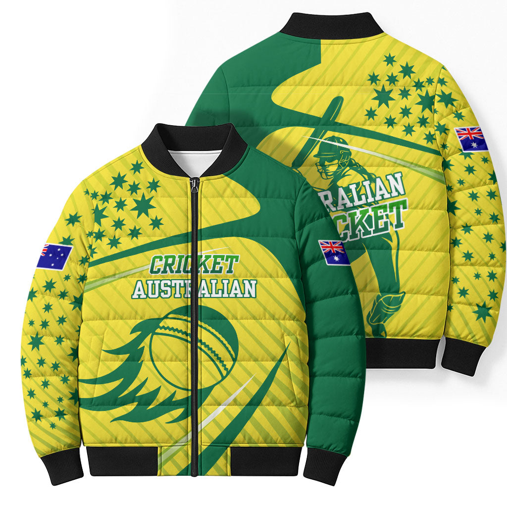 Australian Cricket Bomber Puffer Jacket Southern Cross Stars - Heritage Graphic