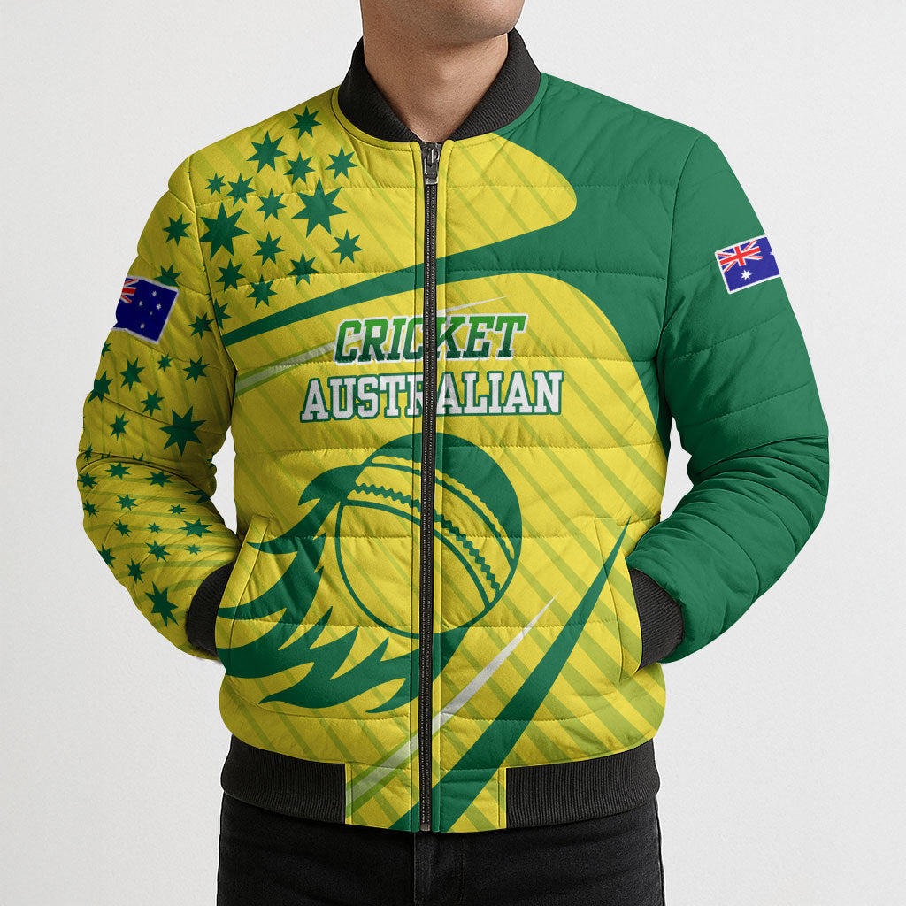 Australian Cricket Bomber Puffer Jacket Southern Cross Stars - Heritage Graphic