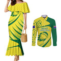 Australian Cricket Couples Matching Mermaid Dress and Long Sleeve Button Shirt Southern Cross Stars - Heritage Graphic