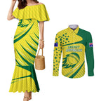Australian Cricket Couples Matching Mermaid Dress and Long Sleeve Button Shirt Southern Cross Stars - Heritage Graphic