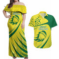 Australian Cricket Couples Matching Off Shoulder Maxi Dress and Hawaiian Shirt Southern Cross Stars - Heritage Graphic