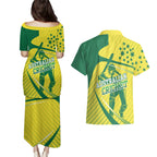 Australian Cricket Couples Matching Puletasi and Hawaiian Shirt Southern Cross Stars - Heritage Graphic