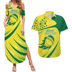 Australian Cricket Couples Matching Summer Maxi Dress and Hawaiian Shirt Southern Cross Stars - Heritage Graphic