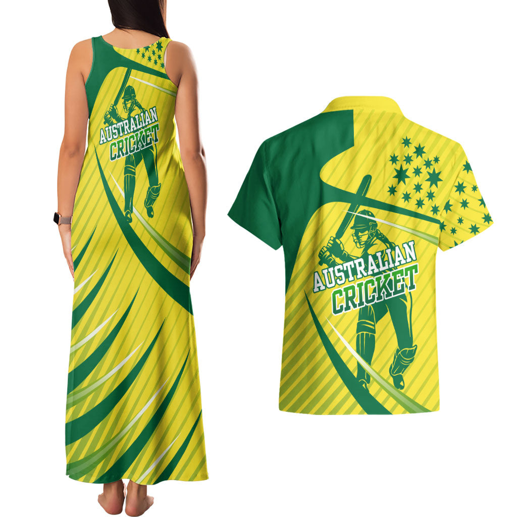 Australian Cricket Couples Matching Tank Maxi Dress and Hawaiian Shirt Southern Cross Stars - Heritage Graphic