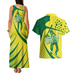 Australian Cricket Couples Matching Tank Maxi Dress and Hawaiian Shirt Southern Cross Stars - Heritage Graphic