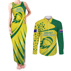 Australian Cricket Couples Matching Tank Maxi Dress and Long Sleeve Button Shirt Southern Cross Stars - Heritage Graphic