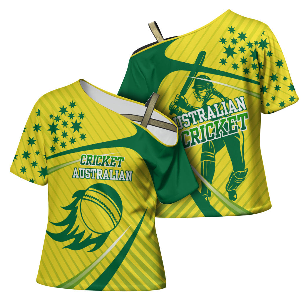 Australian Cricket Cross Shoulder Shirt Southern Cross Stars - Heritage Graphic