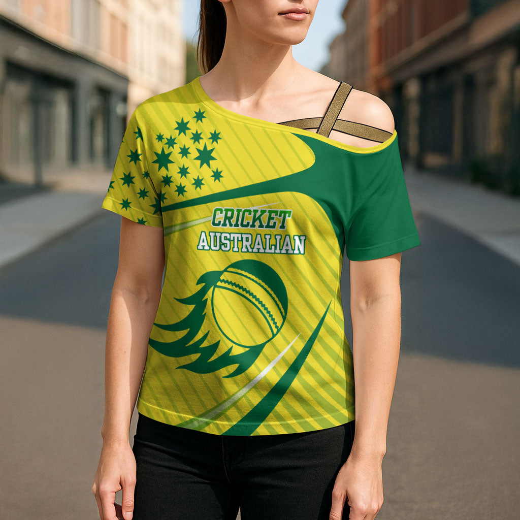 Australian Cricket Cross Shoulder Shirt Southern Cross Stars - Heritage Graphic