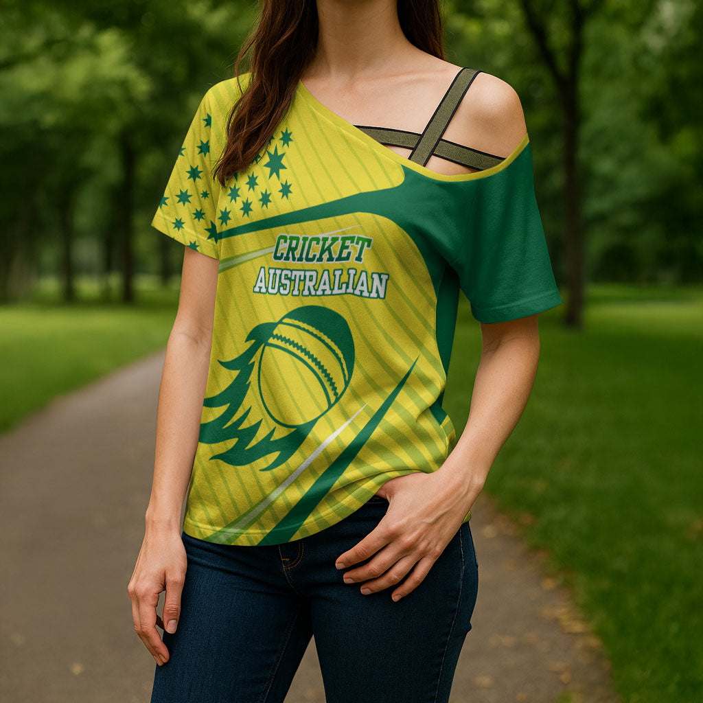 Australian Cricket Cross Shoulder Shirt Southern Cross Stars - Heritage Graphic
