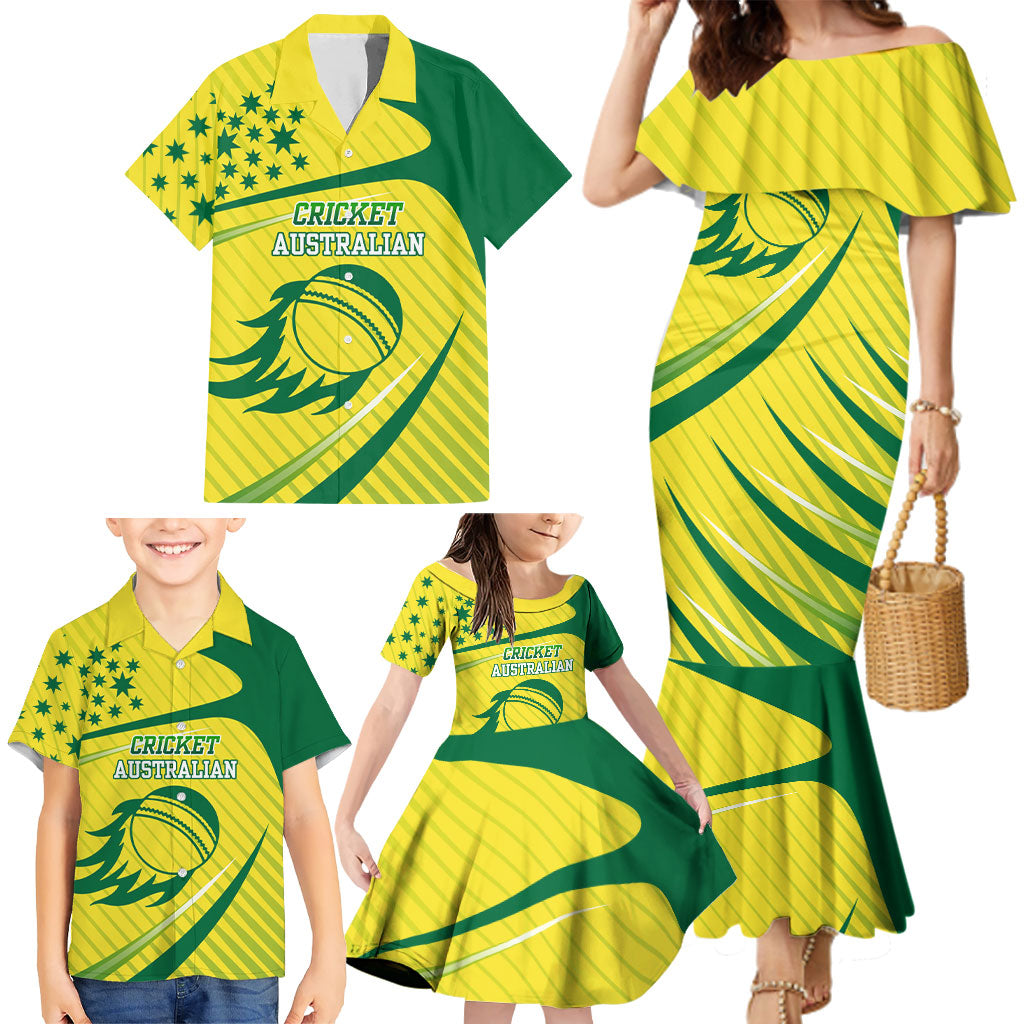 Australian Cricket Family Matching Mermaid Dress and Hawaiian Shirt Southern Cross Stars - Heritage Graphic