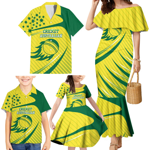Australian Cricket Family Matching Mermaid Dress and Hawaiian Shirt Southern Cross Stars - Heritage Graphic