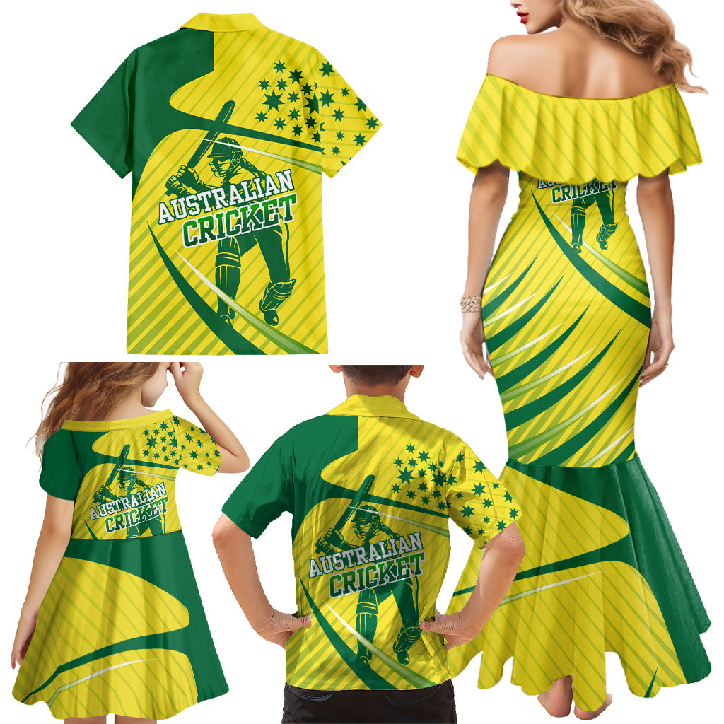 Australian Cricket Family Matching Mermaid Dress and Hawaiian Shirt Southern Cross Stars - Heritage Graphic