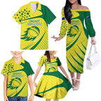 Australian Cricket Family Matching Off The Shoulder Long Sleeve Dress and Hawaiian Shirt Southern Cross Stars - Heritage Graphic