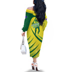Australian Cricket Family Matching Off The Shoulder Long Sleeve Dress and Hawaiian Shirt Southern Cross Stars - Heritage Graphic