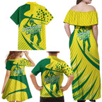Australian Cricket Family Matching Off Shoulder Maxi Dress and Hawaiian Shirt Southern Cross Stars - Heritage Graphic