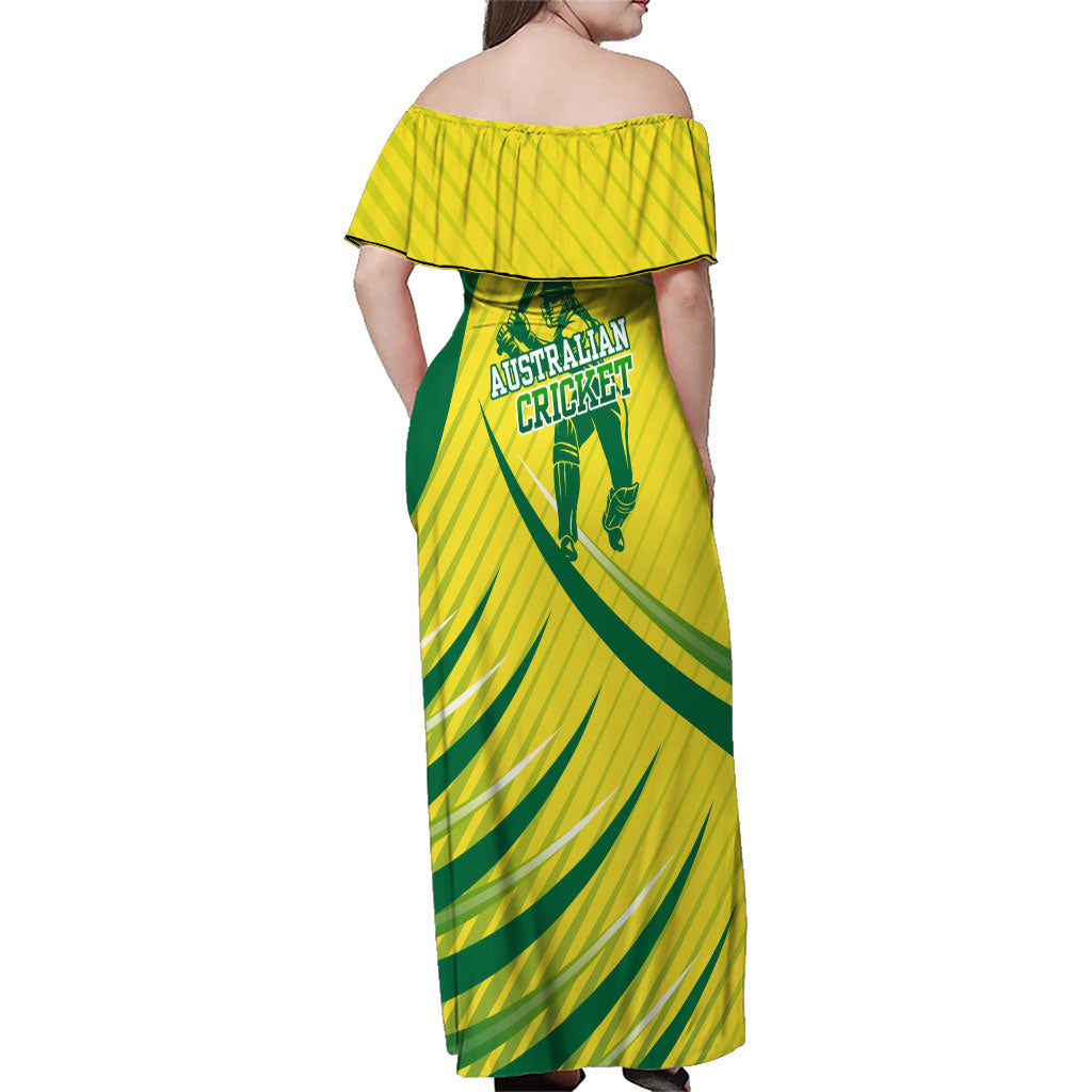 Australian Cricket Family Matching Off Shoulder Maxi Dress and Hawaiian Shirt Southern Cross Stars - Heritage Graphic