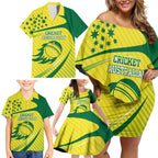 Australian Cricket Family Matching Off Shoulder Short Dress and Hawaiian Shirt Southern Cross Stars - Heritage Graphic