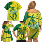 Australian Cricket Family Matching Off Shoulder Short Dress and Hawaiian Shirt Southern Cross Stars - Heritage Graphic