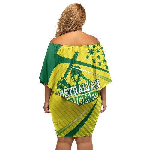 Australian Cricket Family Matching Off Shoulder Short Dress and Hawaiian Shirt Southern Cross Stars - Heritage Graphic