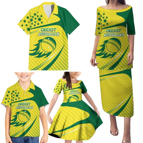 Australian Cricket Family Matching Puletasi and Hawaiian Shirt Southern Cross Stars - Heritage Graphic