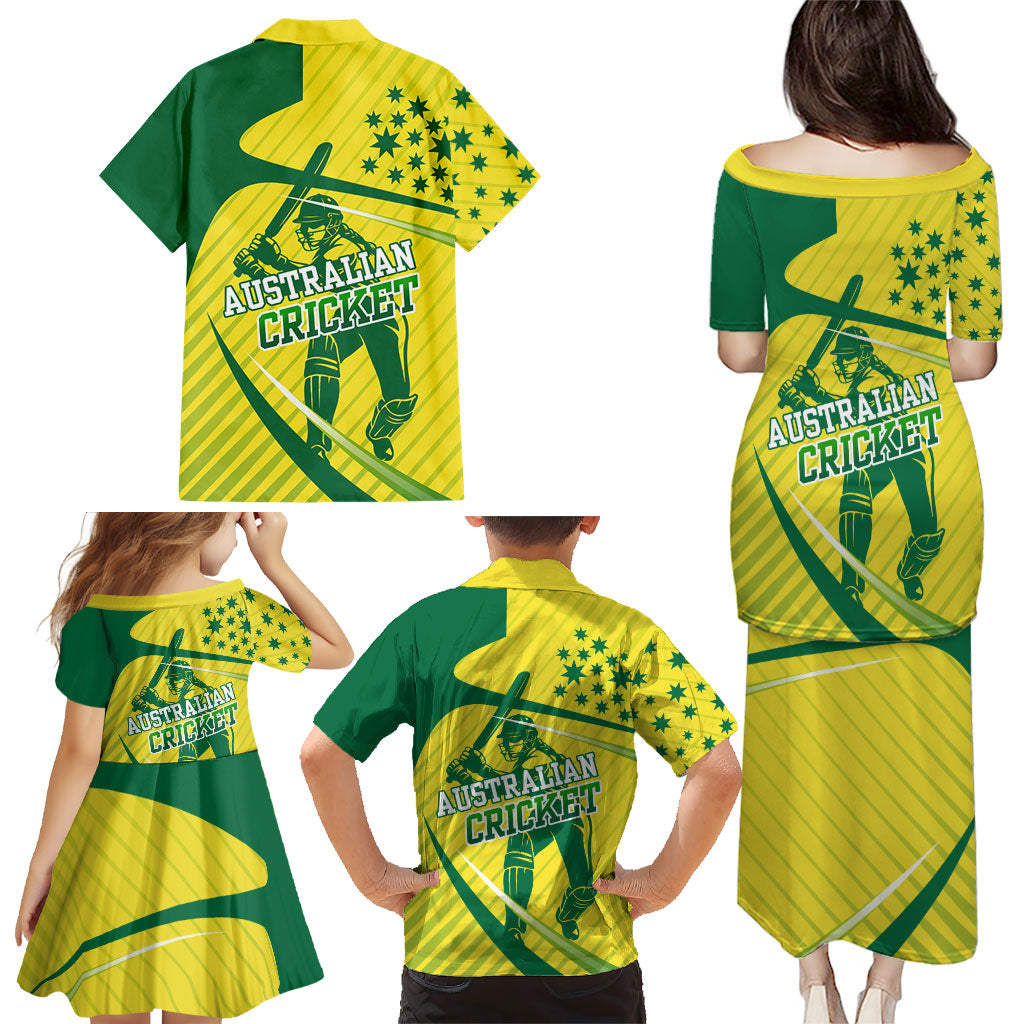 Australian Cricket Family Matching Puletasi and Hawaiian Shirt Southern Cross Stars - Heritage Graphic