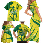 Australian Cricket Family Matching Short Sleeve Bodycon Dress and Hawaiian Shirt Southern Cross Stars - Heritage Graphic