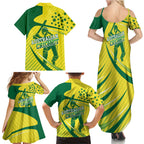 Australian Cricket Family Matching Summer Maxi Dress and Hawaiian Shirt Southern Cross Stars - Heritage Graphic