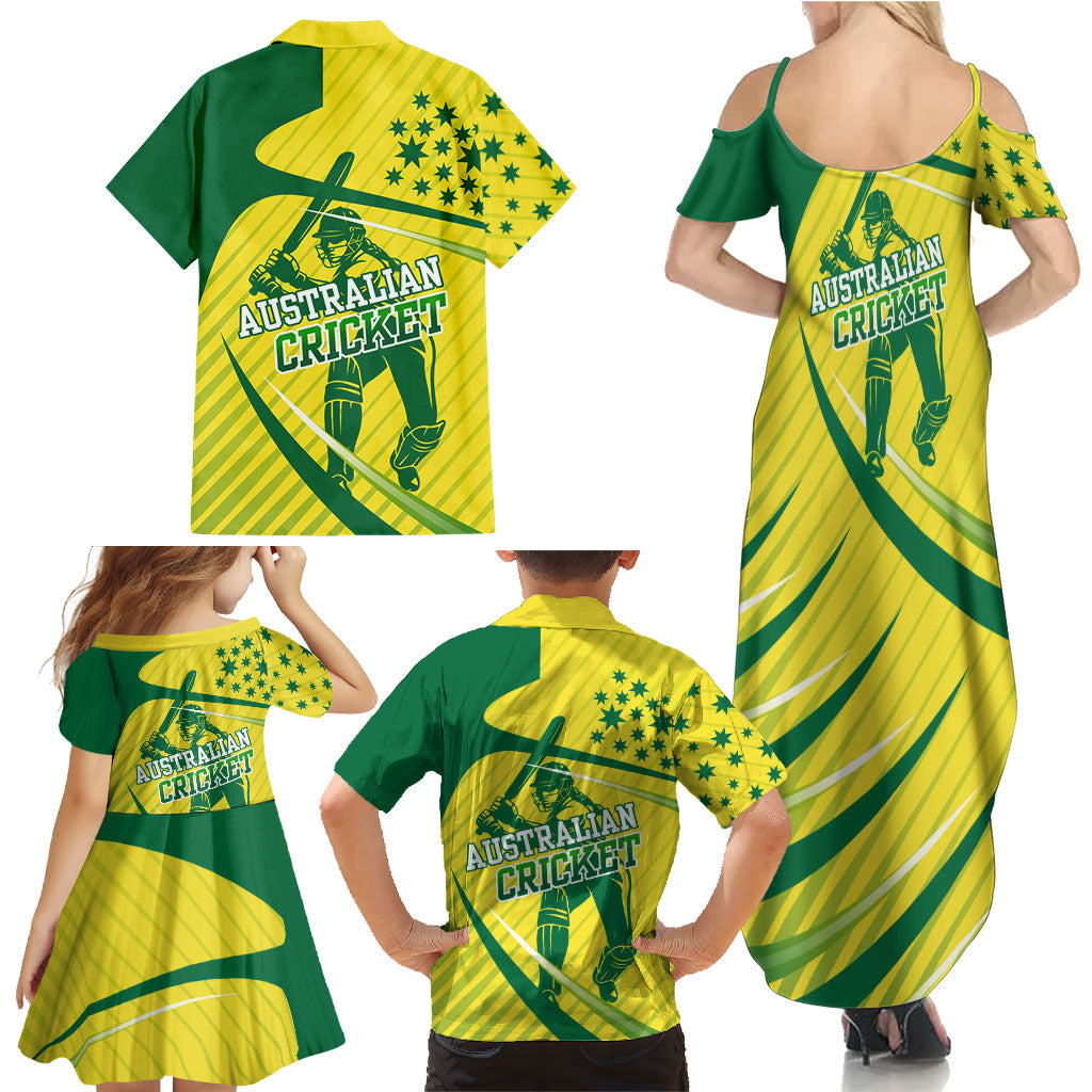 Australian Cricket Family Matching Summer Maxi Dress and Hawaiian Shirt Southern Cross Stars - Heritage Graphic