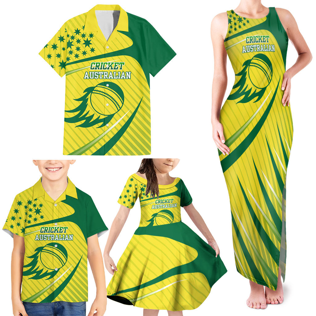 Australian Cricket Family Matching Tank Maxi Dress and Hawaiian Shirt Southern Cross Stars - Heritage Graphic