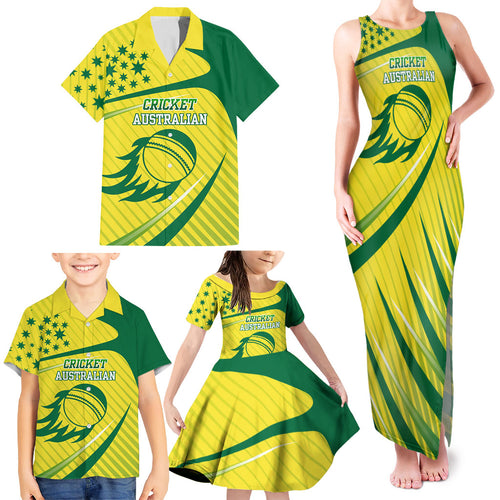 Australian Cricket Family Matching Tank Maxi Dress and Hawaiian Shirt Southern Cross Stars - Heritage Graphic
