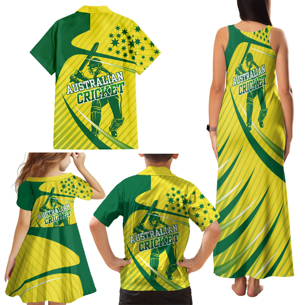 Australian Cricket Family Matching Tank Maxi Dress and Hawaiian Shirt Southern Cross Stars - Heritage Graphic