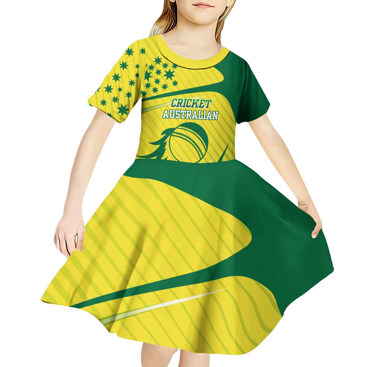 Australian Cricket Kid Short Sleeve Dress Southern Cross Stars - Heritage Graphic