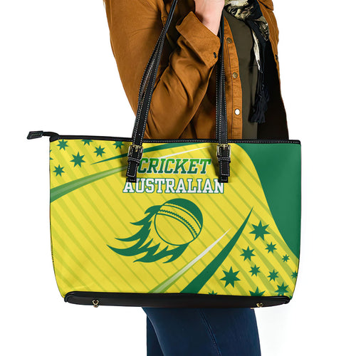 Australian Cricket Leather Tote Bag Southern Cross Stars - Heritage Graphic