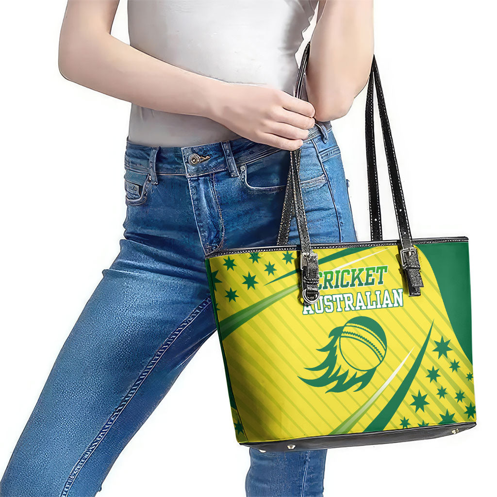 Australian Cricket Leather Tote Bag Southern Cross Stars - Heritage Graphic