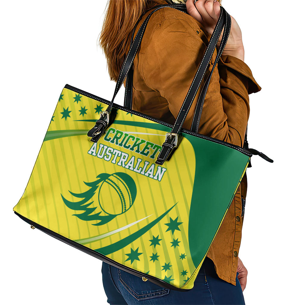 Australian Cricket Leather Tote Bag Southern Cross Stars - Heritage Graphic