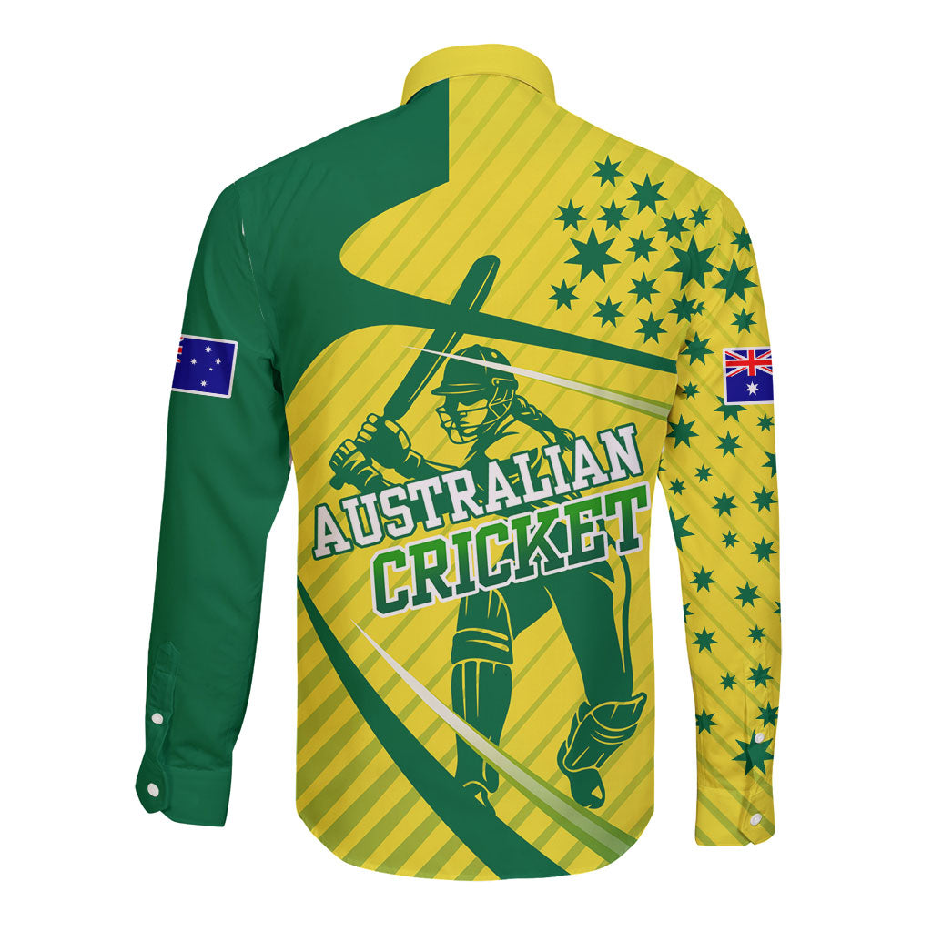 Australian Cricket Long Sleeve Button Shirt Southern Cross Stars - Heritage Graphic