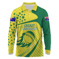 Australian Cricket Long Sleeve Polo Shirt Southern Cross Stars - Heritage Graphic