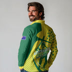 Australian Cricket Long Sleeve Polo Shirt Southern Cross Stars - Heritage Graphic