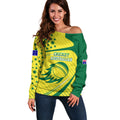 Australian Cricket Off Shoulder Sweater Southern Cross Stars - Heritage Graphic