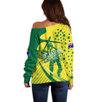 Australian Cricket Off Shoulder Sweater Southern Cross Stars - Heritage Graphic