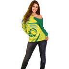 Australian Cricket Off Shoulder Sweater Southern Cross Stars - Heritage Graphic