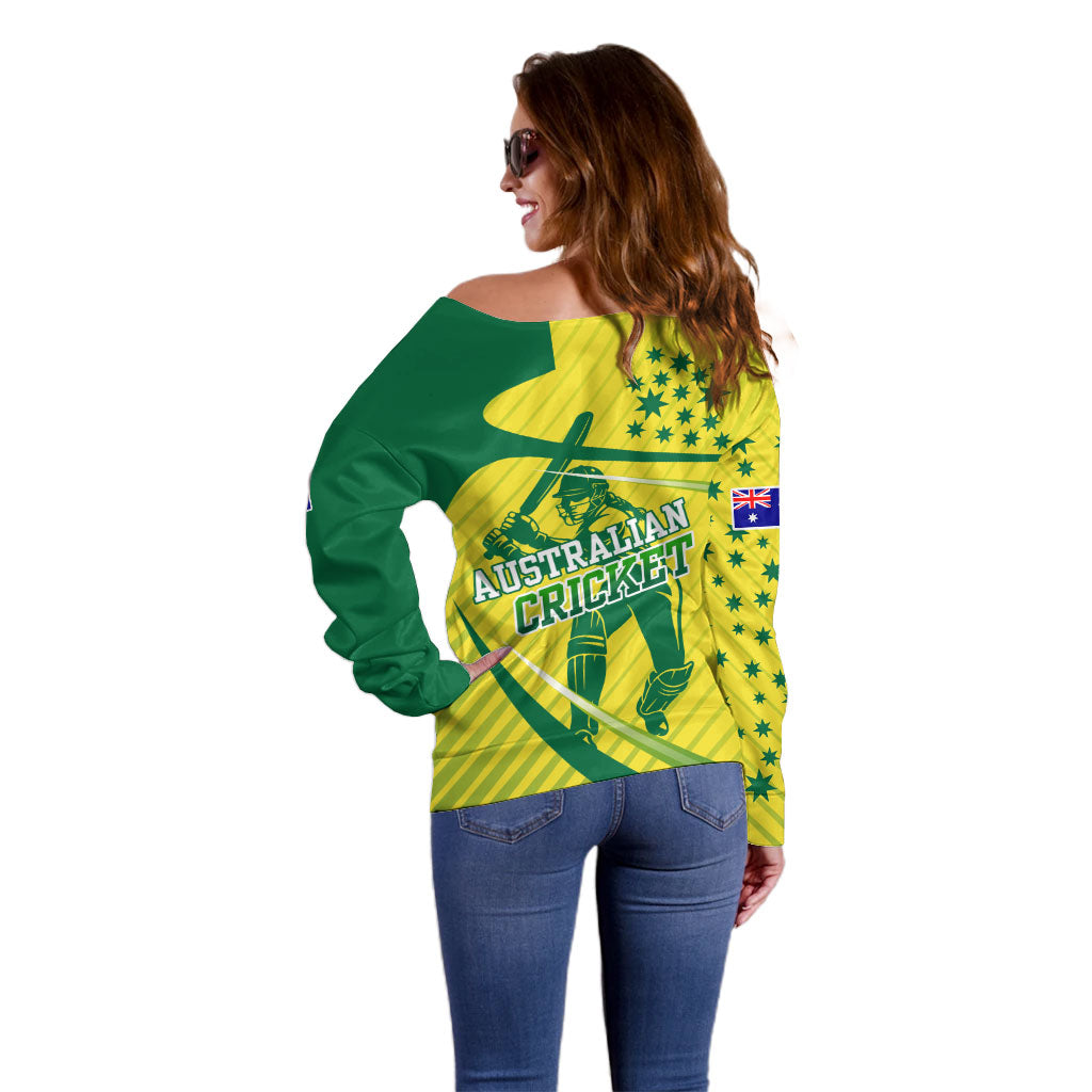 Australian Cricket Off Shoulder Sweater Southern Cross Stars - Heritage Graphic