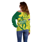 Australian Cricket Off Shoulder Sweater Southern Cross Stars - Heritage Graphic