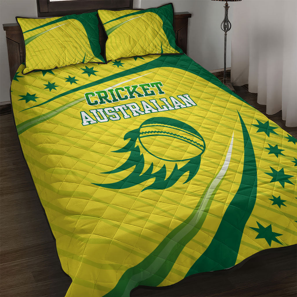 Australian Cricket Quilt Bed Set Southern Cross Stars - Heritage Graphic