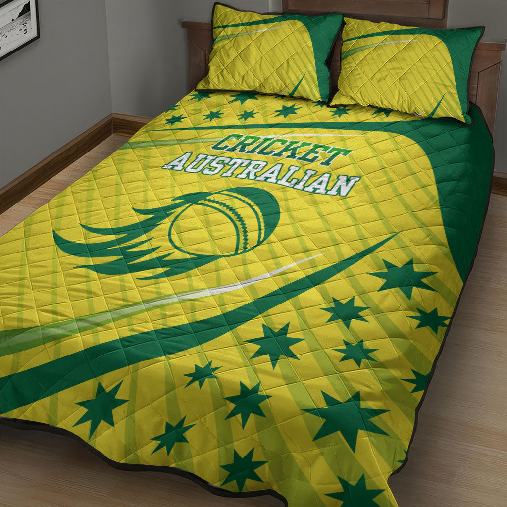 Australian Cricket Quilt Bed Set Southern Cross Stars - Heritage Graphic