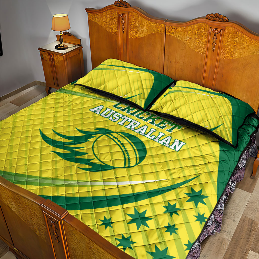 Australian Cricket Quilt Bed Set Southern Cross Stars - Heritage Graphic