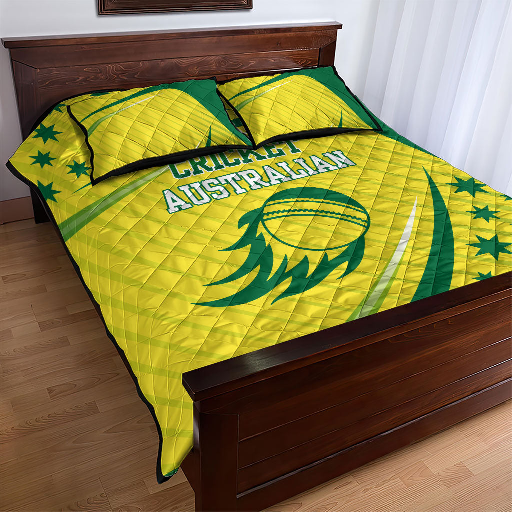 Australian Cricket Quilt Bed Set Southern Cross Stars - Heritage Graphic